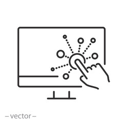 user interface icon, interaction, user touch here, desktop menu on pc, thin line vector illustration eps10