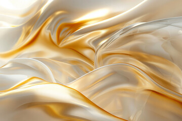 Luxury abstract background with golden waves and silk texture in white and gold