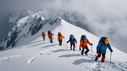 Extreme Mountain Climbing Sports Snow Mountain Challenge Expedition Illustration