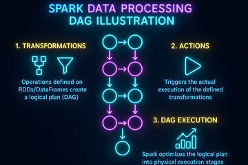 Apache Spark DAG Execution Process with Data Flow Visualization for Big Data Pipelines