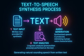 Obraz premium Text-to-Speech Conversion Pipeline from Text Processing to Audio Synthesis
