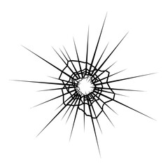 Obraz premium Illustration of a shattered glass with radial cracks on a white background