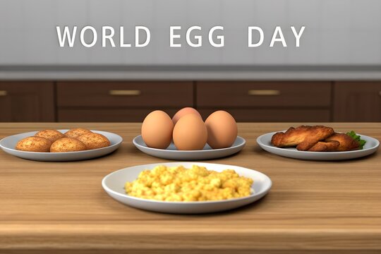 World Egg Day celebration with breakfast dishes eggs