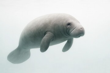 Fototapeta premium A manatee glides effortlessly through the underwater world
