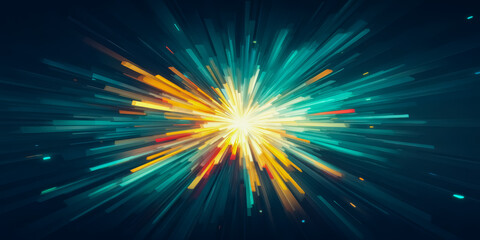 Fototapeta premium Bright, colorful explosion of light and color. The image is a burst of vibrant colors and shapes