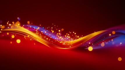 Red and blue wave with a lot of sparkles. The wave is very long and it looks like it is moving