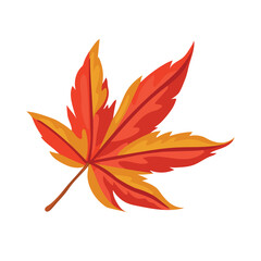Maple autumn leaf. Flat vector clipart, illustration with isolated background.