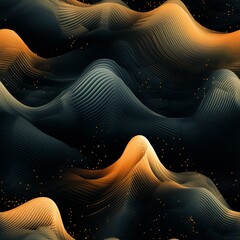 Abstract Wavy Pattern Dark Blue and Gold Hills