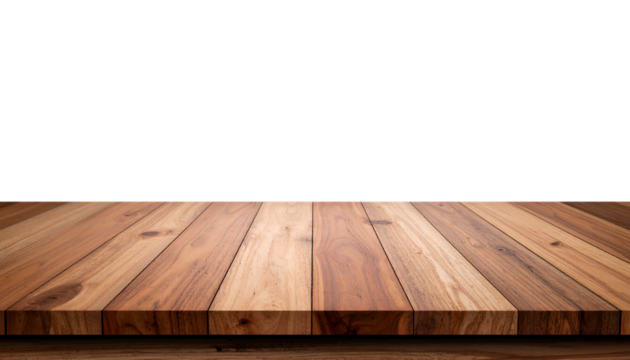 Wooden Table Perspective: A simple yet elegant perspective of a wooden table with a clear, uncluttered aesthetic, ideal for showcasing products or creating a minimalist design. 