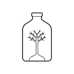 tree inside bottle line art