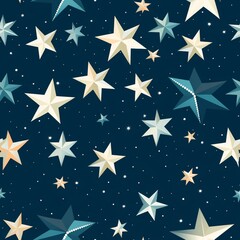 Geometric Star Pattern on Dark Blue Background Seamless Texture