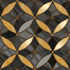 Elegant Marble Tile Pattern in Gold and Gray Seamless Design