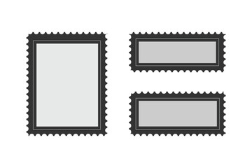 Set of blank rectangle and square Postage stamp frames. Postage stamp vector icons. Postage stamp set. Mockup postage stamps. Blank postage stamp borders