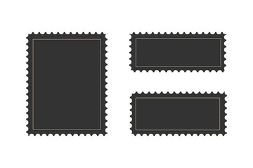 Set of blank rectangle and square Postage stamp frames. Postage stamp vector icons. Postage stamp set. Mockup postage stamps. Blank postage stamp borders
