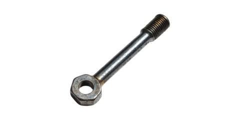 Metal Eye Bolt With Threaded End. Industrial Fastening And Construction Tool Isolated On Transparent Background