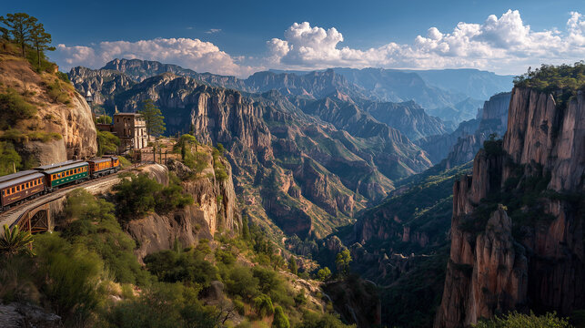 Copper Canyon with railway and dramatic cliffs
