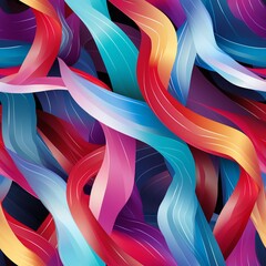 Abstract Colorful Leaf Pattern Swirls on Dark Background