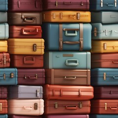 Stacked Vintage Suitcases Colorful Travel Luggage Background