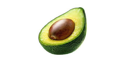 Half Avocado With Seed. Freshness And Nutritional Benefits Of Avocado Isolated On Transparent Background