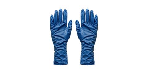 Blue Nitrile Gloves For Medical And Industrial Use. Protective Handwear For Safety And Hygiene Isolated On Transparent Background