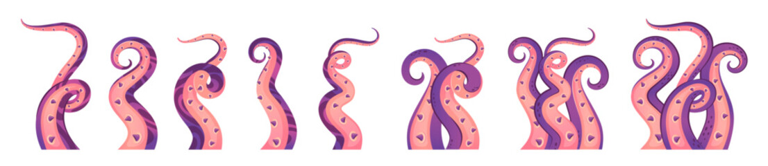 Colorful cartoon tentacles with spots and spirals