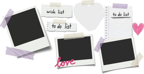 Create your memories with blank photo frames and inspirational notes
