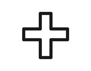 Obraz premium Bold plus sign symbol, isolated on a white background for medical, health, or educati 