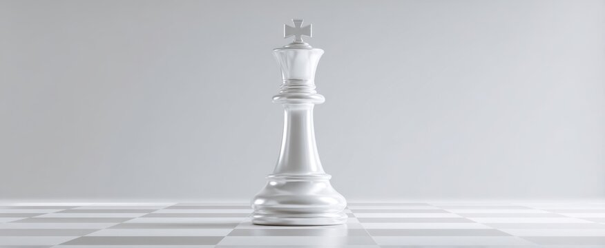 The Majestic White King on a Chessboard Symbolizing Strategy and Competition