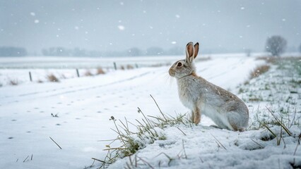 Naklejka premium Rabbit in Natural Habitat