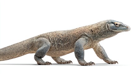 Obraz premium Komodo dragon profile against white
