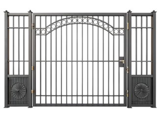A metal prison gate isolated on white or transparent background