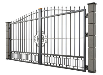 A metal prison gate isolated on white or transparent background