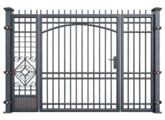 A metal prison gate isolated on white or transparent background