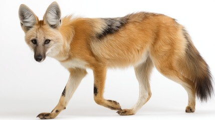 Fototapeta premium Side view of a canid with reddish-tan fur and dark markings