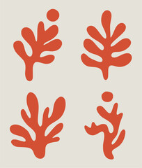 Obraz premium Set of abstract botanical leaf shapes in cut paper style. Collection of modern hand-drawn organic and botanical floral elements for creative projects