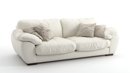 Cream sofa with beige cushions