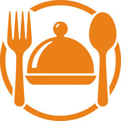 Elegant Restaurant Logo &ndash; Minimalist Cloche & Utensils Design, Transparent PNG