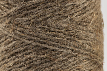 packing rope made of jute with a tied bow, isolate for clipping on a white background