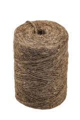 packing rope made of jute with a tied bow, isolate for clipping on a white background