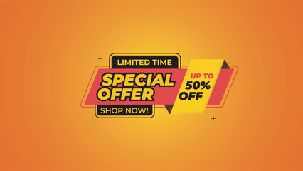 Obraz premium Modern Special Offer Banner with Bold Text and Discount Label. For discount end of year.