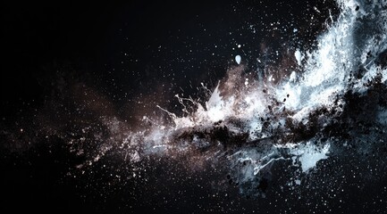 Abstract splatter, dark background, contrasting colors