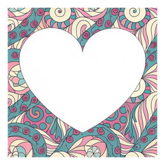 Vector heart shaped frame of asian mosaic border oriental ornamental mosaic arabic design for page decoration
