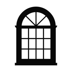 Obraz premium Arched Divided Window Icon, Modern, Vintage Look Silhouette.