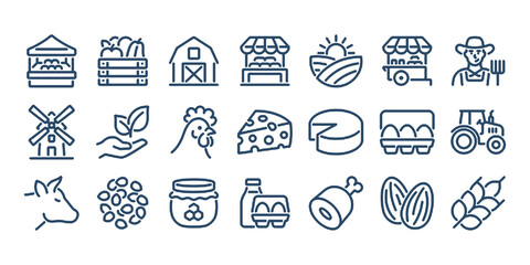 Farmer's market editable stroke outline icon isolated on white background flat vector illustration