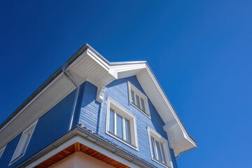 Modern House Trim in New Home Construction with Blue Sky, Elegant Architecture and Stylish Windows