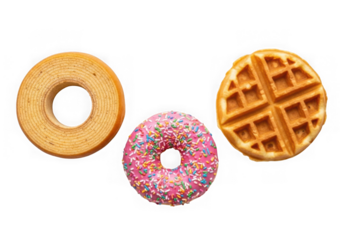 Delicious baumkuchen donut waffle sweet food snack isolated on transparent background