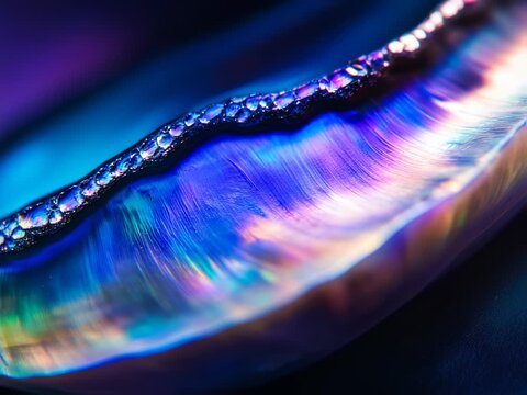 Iridescent Abalone Shell Close Up Video Background with Vibrant Colors and Textures