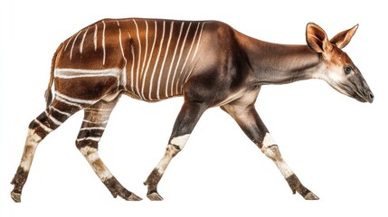 Side view of a walking okapi