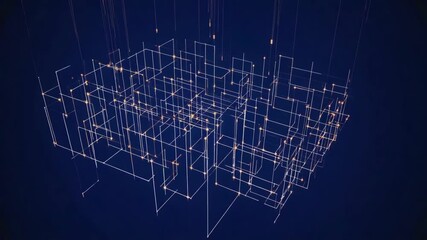 Glowing lines and nodes form an intricate web, symbolizing the complex interconnectedness of global communication networks and the constant flow of data in the digital age - Powered by Adobe