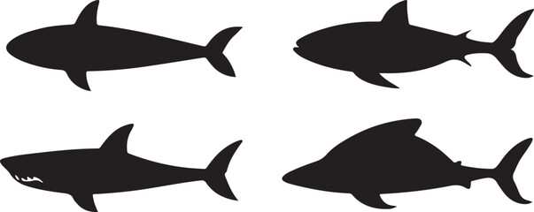 Various shark predator silhouette icons